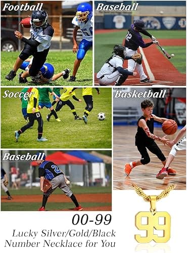 HEYOLL Number Necklace for Men Rustproof Stainless Steel Rope Chain Pendant Basketball/Soccer/Football/Baseball Stuff Accessories Jersey Number Necklaces For Boys Personalized Sports Jewelry Gifts thumbnail 5