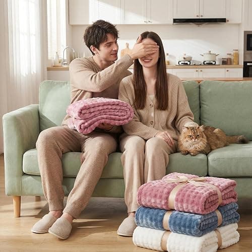 Fluffy 3D Bubble Throw Blanket for Couch & Bed – Cozy Soft Fleece Blankets for Women & Girls – Warm Lightweight Fuzzy Throw (50x60) – Machine Washable Gifts thumbnail 7