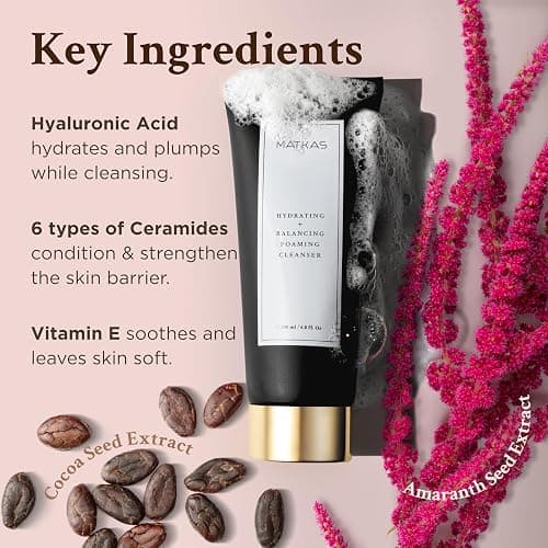 MATKAS Korean Cocoa Seed Hydrating + Balancing Foaming Facial Cleanser - 200mL, Moisturizing Face Cleanser for Dry Skin, Ceramides Face Wash, Korean Gentle Facial Cleanser for Women, Men thumbnail 6