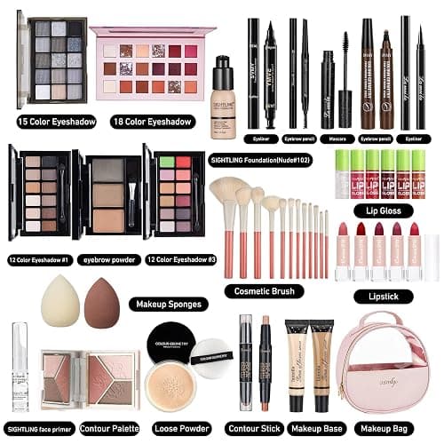 All In One Makeup Kit, Travel Makeup Kit, Makeup Gift Set, Makeup Kit for Women Full Kit, Makeup Bundle Includes Foundation Eyeshadow Palette Lipstick Eyeliner Mascara Contour Stick Cosmetic Brush Set thumbnail 2