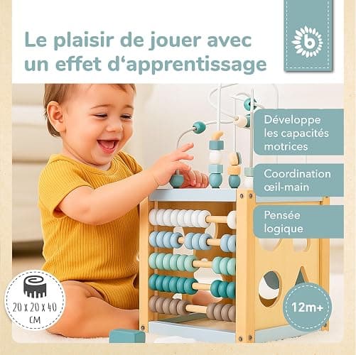 BIECO Cube D'activité Bois, Jeu 1 an Motricité Bébé, Table, pour activité thumbnail 2