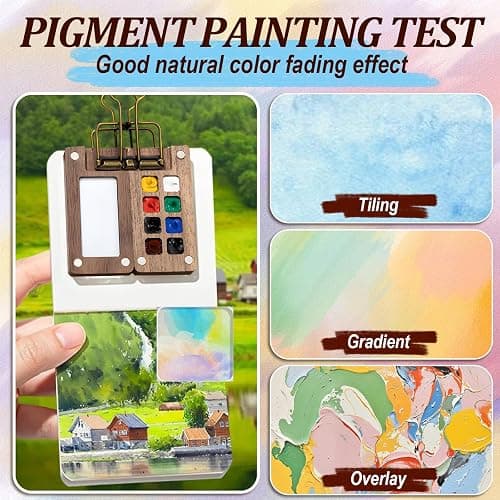 Mini Paint Palette Travel Kit, Mini Watercolor Set, Mini Watercolor Paint Sets, Travel Watercolor Palette Set, Pocket Artist Watercolors Travel Sets, Wooden Grid Paint Box (15 Grids) thumbnail 3