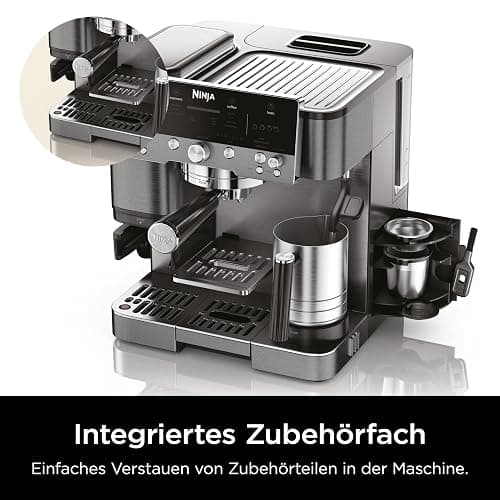 Ninja Luxe Premier 3-in-1 Kaffeemaschine, für Espresso, Cold Brew & Filterkaffee, 4 automatische Schaumeinstellunge, Grau-Metall, ES601EUGM thumbnail 3