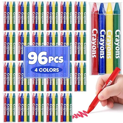 FUMILE 24 Sets of 4 Colors Crayons (96 Count), Crayons Bulk Individual Packs, Non-Toxic Mini Crayon for Kids Party Favors, Restaurants, School Supplies, Travel and More Events - Image 1