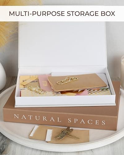 Beautiful Decorative Books - Set of 2 Boxes Enhance Your Coffee Table, Bookshelf or Mantel Shelf Decor - Aesthetic Fake/Faux Books for Modern Home Decoration, Photo Storage and as a Keepsake Box thumbnail 4