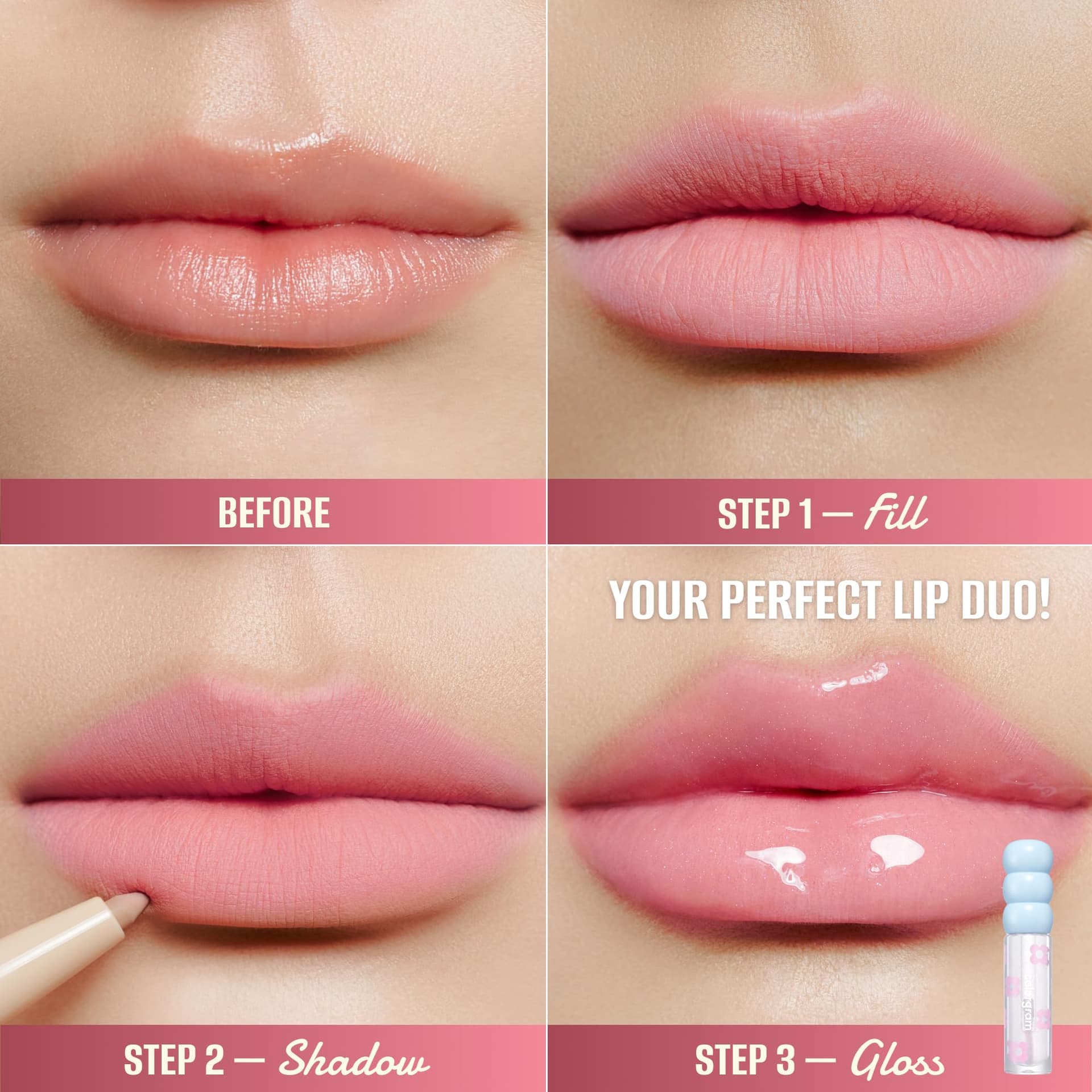 All In One Over-lip Maker - 02 Cool Pink by Colorgram for Women - 0.024 oz Lip Pencil thumbnail 6