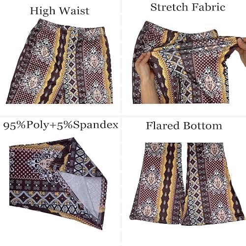 DLAYBGFA Flare Leggings Yoga Pants Women High Waisted Boho Flare Palazzo Pants Stretch Wide Leg Bell Bottom Yoga Leggings thumbnail 4