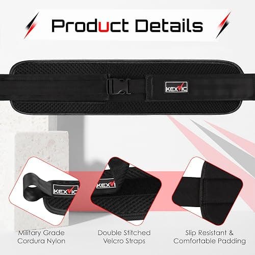 Kexvic Hip Thrust Belt - Booty Belt with Slip-Resistant Padding for Dumbbells, Kettlebells, Plates - Gym, Home & Workouts (Black) thumbnail 2