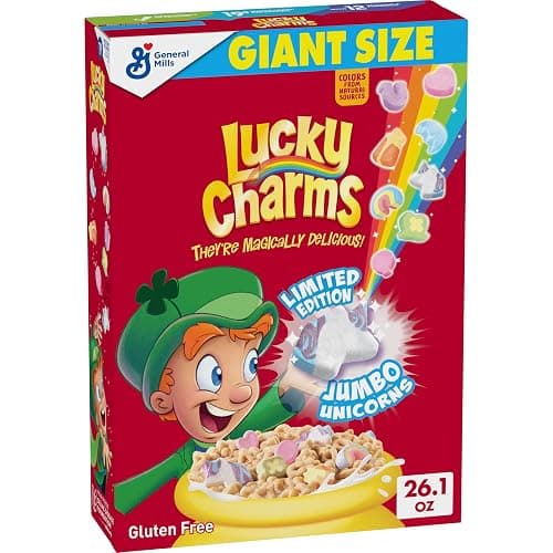Lucky Charms Gluten Free Cereal with Marshmallows, Kids Breakfast Cereal, Made with Whole Grain, Giant Size, 26.1 oz - Image 1