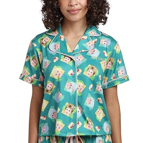 Bioworld Golden Girls Characters All-Over Print Women's Button-Down Shirt And Pants 2-Piece Pajama Set thumbnail 3