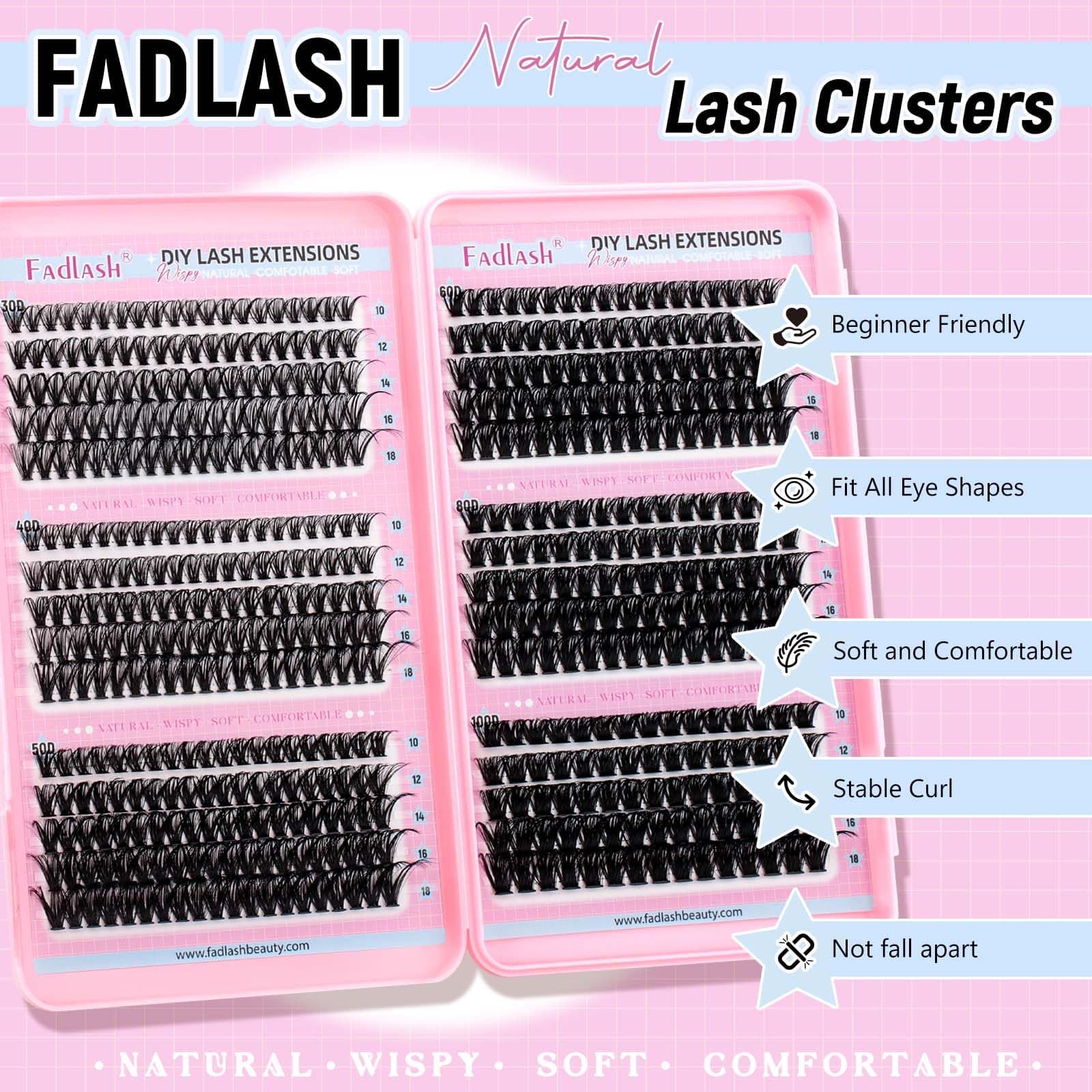 Eyelash Clusters 30D+40D+50D+60D+80D+100D Individual Lash Extensions D Curl Wispy EyeLash Clusters 10-18mm Natural Fluffy Cluster Lash DIY Eyelashes Extension for Beginners thumbnail 2
