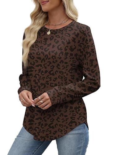 WIHOLL Sweatshirt for Women Crewneck Long Sleeve Shirts Curved Hem Lightweight Sweaters Fall Clothes 2025 thumbnail 5