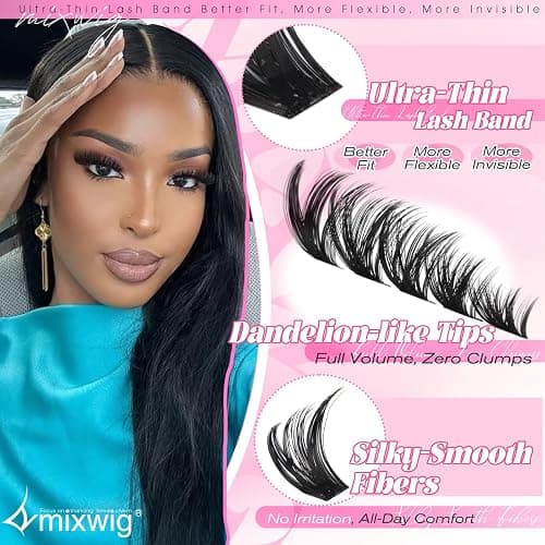 Lash Clusters Kit 1512PCS Volume Lash Extension Kit 60D+80D+100D Eyelash Clusters with 2 Lash Bond and Seal+1 Remover+1 Tweezers Wispy Individual Lashes 8-16MM D Curly Cluster Lashes Bulk Packs thumbnail 7
