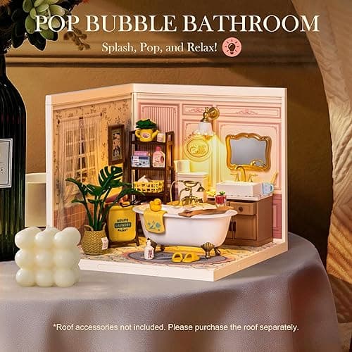 Rolife Super Creator-DIY Plastic Miniature House for Adults, Mini Blocks Model Kit Building Set for Teens 8-12, DIY Crafts/Hobbies/Building Blocks Toys for Teens&Adults (Pop Bubble Bathroom) thumbnail 4