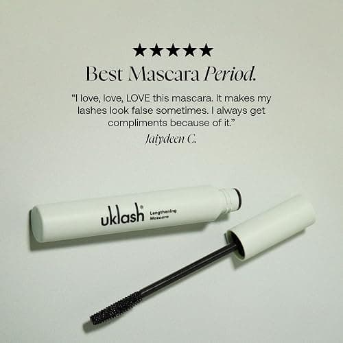 UKLASH Lengthening Mascara Black, Water Resistant Volumizing Lash Formula | Extra-black pigmented formula. Smudge-proof, vegan-friendly, cruelty-free. Includes double-sided silicone wand thumbnail 6