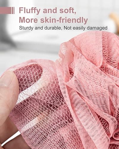 MTDLYICE Loofah Sponge, XXL Large Loofah 100g 4 Pack, Bath Sponge Soft Mesh Shower for Men, Body Scrub, Shower Pouf Bath Accessories, for Body Wash, Soap (Red Soil) thumbnail 8