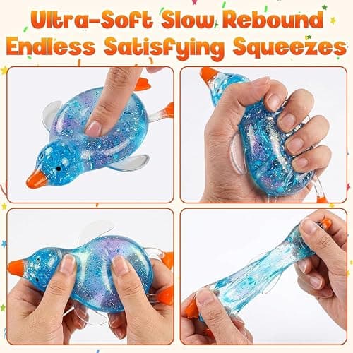 Cute Duck Squishy Stress Ball, Soft Sugar Ball, Slow Rise Moldable Sensory Fidget Toy for Anxiety Relief, Suitable for Adult use in Offices and Homes (Yellow) thumbnail 7