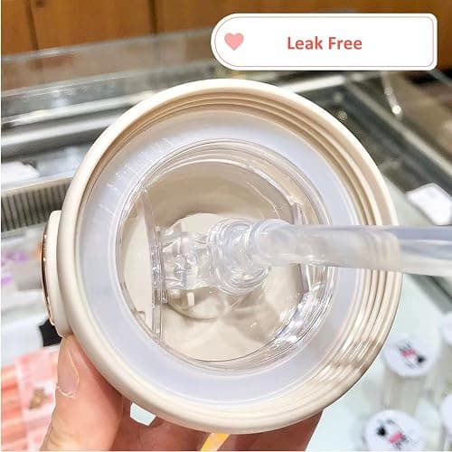 TULDYS Kawaii Water Bottle, 20 oz 580ml Rabbit Water Glass with Pearl Chain Strap, 3D Stickers Cute Aesthetic Bottle for girls for outdoor (Pink) thumbnail 4