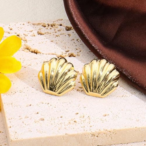 3 Pairs Beach Earrings for Women 14K Gold Statement Earrings Summer Ocean Jewelry Starfish Conch Seashell Stud Earring Set thumbnail 6