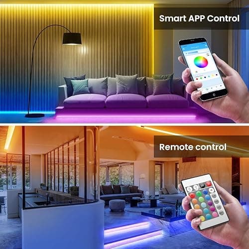 TJOY 200ft Bluetooth LED Strip Lights, Long Strip Lighting Music Sync, RGB Color Changing LED Lights for Bedroom with Remote,Smart Phone APP Control, Ceiling Living Room Decor (APP+Remote+Mic/2 Roll) thumbnail 4