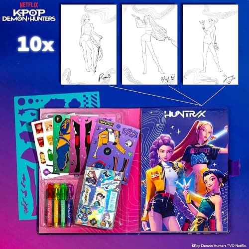Kpop Demon Hunters™ Fashion Sketch Set, Includes Coloring Book, Gel Pens, Kpop Demon Hunters Stickers, Stencils & More, Great Girls Toys Age 6-8 thumbnail 4