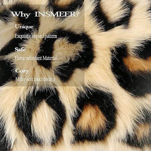 INSMEER Leopard Print Pillow Cover 12x20 Faux Fur Throw Pillow, Decorative Shaggy Cushion Cover for Couch, Fluffy Cheetah Pillow Case for Bedroom Sofa Home Decor thumbnail 3