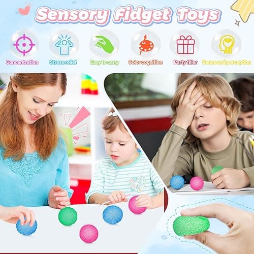 xinrongda 3Pcs Stress Relief Fidget Toys, Stress Balls for Adults, Squishy Doh Fidget Toys for Kids, Ice Round Sensory Sugar Balls for Anxiety Relief, Autism ADHD, Party Bag Fillers for Boys Girls thumbnail 3