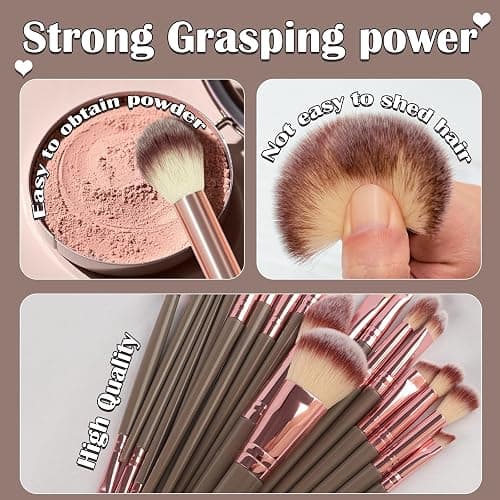 GZIXBDA Makeup Brush Set, 48Pcs Makeup Tool Set Premium Synthetic Foundation Concealers Powder Eye Shadows Makeup Brushes Kit for for Beginner Professional, Brown thumbnail 5