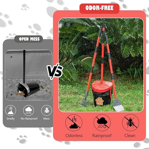 HUZSV Dog Pooper Scooper With Bag Attachment,Heavy Duty Metal Rake&Spade Swivel Bin,NonBreakable Poop Scoop for Small Large Dogs,Includes 100 Waste Bag Odorless Design Easy to Use on Grass,Dirt,Gravel thumbnail 5