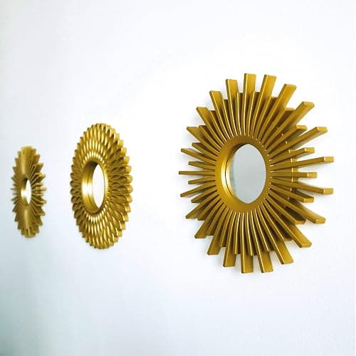 BONNYCO Gold Mirrors for Wall Pack of 3, Round Wall Mirrors Bedroom Room and Home Decor. Espejos Decorativos de Pared Sala Dormitorio, Modern Minimalist Decor Vintage, Chic. Gifts for Women, Mums thumbnail 2