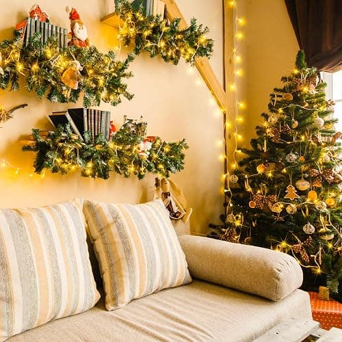 JMEXSUSS 100 LED Warm White Christmas Lights, Indoor String Light Bedroom 8 Modes Christmas Tree Lights Plug in, 33ft Connectable Fairy Twinkle Light Outdoor for Home Garden Xmas Tree Decor thumbnail 7