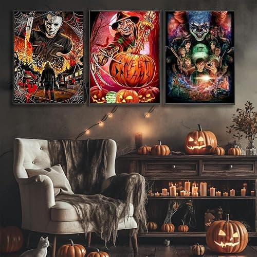 Sretoul 6 Pack Halloween Diamond Art Kits for Adults, Diamond Painting Kit Beginners Halloween, Horror 5D Gem Art for Adults with Round Gem Painting Gift Home Wall Decor 12x16 Inch thumbnail 6