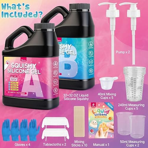 Taba Squishy Kit - 64 OZ DIY Squishy Maker Refill - Quick Curing, Bubble-Free Formula for Squishy Maker, DIY, Custom Cat Paws & Stress Relief Gifts (Mold Not Included)-Stress Relief Entertainment thumbnail 2