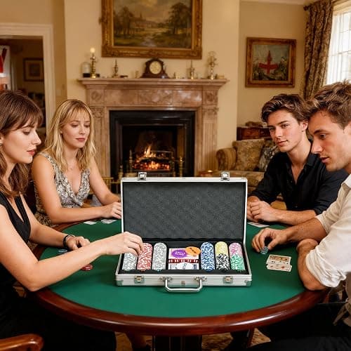 SPORTNOW Mallette de Poker Coffret de Poker Complet, verrouillable, avec 300 jetons 5 dés 2 Jeux de Cartes 3 Boutons 1 Tapis en Feutre + 2 clés Aluminium thumbnail 7