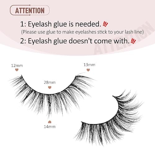 Onlyall Natural Lashes Wispy Lashes Natural Look False Eyelashes Natural Flared Eyelashes False Eye Lashes Soft Fluffy Lashes 7 Pairs D-K08 thumbnail 2