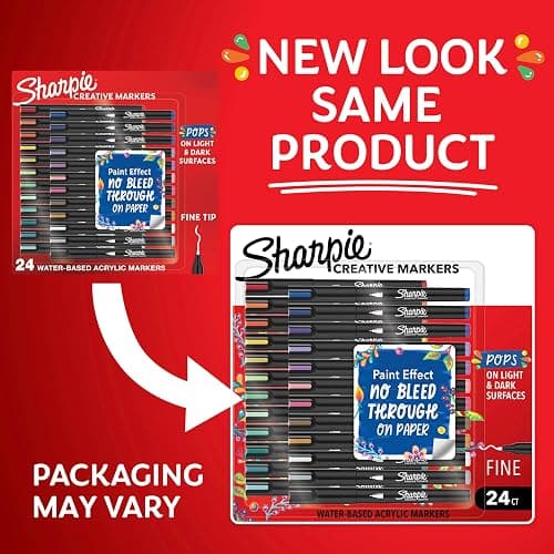 Sharpie Creative Markers Variety Pack, Water-Based Acrylic Paint Markers, Fine Tip, Assorted, 24 Count thumbnail 7