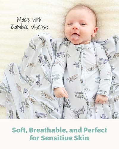 Caden Lane Zippered Baby Footie Pajamas, Soft Onesie Bodysuit with Feet & Double Zipper for Easy Diaper Change, Infant, and Toddler Footed One-Piece Jumpsuit, First Class, 3-6 Months - 3-6 Months - First Class thumbnail 4