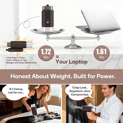 Newbealer Professional Business Travel Steamer, 1200W High-Power Dual Voltage (100-240V), Fast 20s Heat Up for Clothes Horizontal Vertical Steaming, Foldable & Solid 1.72 lbs, 180ml (Brown) thumbnail 2
