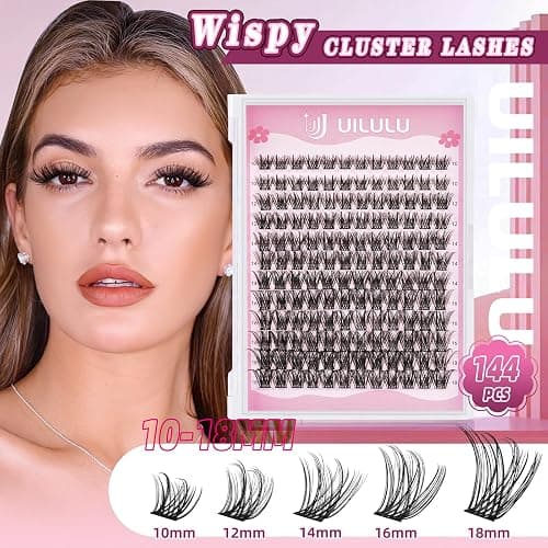 Uilulu Lash Clusters for DIY Lash Extension at Home Natural Wispy Individual Clusters Lashes False Eyelashes 144 Count 0.07D 10-18MM Mix D Curl Eye Lash Extensions (U22 Lash 10-18MM) thumbnail 4
