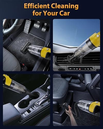 XenonLab Handheld Vacuum Cordless 1.1 Pounds Car Vac 10000PA Hand Held Vacuums 4-in-1 Hand Vac Cordless Rechargeable HEPA Filter Large Capacity Dust Cup for Car Office Home Pets Hair (Yellow) thumbnail 5