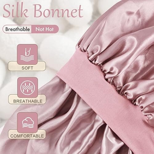 Doitory Satin Silk Bonnet for Sleeping, Soft Satin Lined Hair Bonnet for Women, Double Layer Sleep Nightcap thumbnail 2