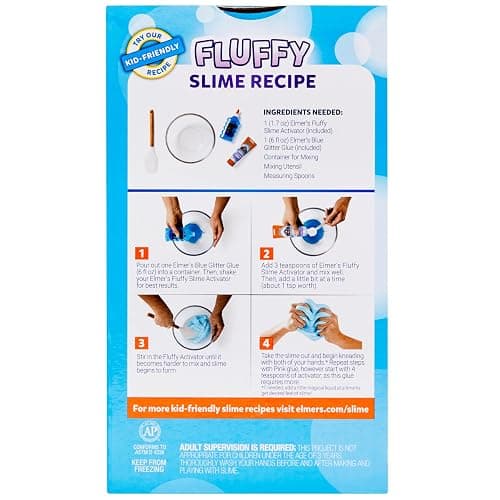 Elmer’s Fluffy Slime Kit, Includes Translucent Color Glue, Glitter Glue, Fluffy Slime Activator, 4 Count - Perfect for Birthday Parties, Gift Idea, Kids Activity thumbnail 5