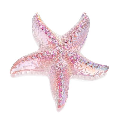 H&D HYALINE & DORA 2.8" Glass Starfish Figurine Handmade Blown Glass Starfish Figurine Tiny Crystal Sea Animals Ornament for Aquarium Decor(Pink) - Image 1