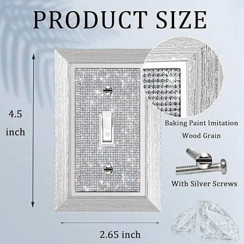 1 Pcs Shiny Rhinestones Imitation Wood Grain Wall Plate Toggle Light Switch Cover Decorative Durable Switch Covers Wall Plate Cover - Standard Size - 1PC-Wall Plate thumbnail 3