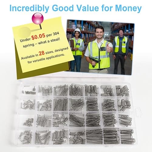 SciWil 390Pcs Small Compression Springs Kit, 28 Sizes Assorted | Coil Spring Assortment for Pen Repair, DIY Crafts, and 3D Printing. Durable 304 Stainless Steel Construction thumbnail 4