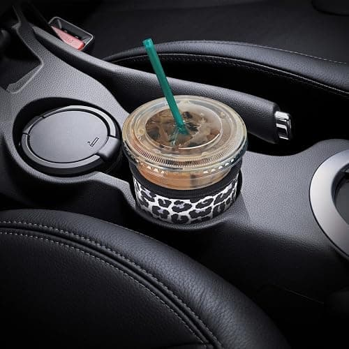 YR Reusable Neoprene Insulator Sleeve for Iced Coffee Cups, 3 Pack Coffee Coolies sleeves for Iced & Hot Drinks, Cold Beverage Cooler Compatible with Starbucks Coffee and More (Snow Leopard) thumbnail 2