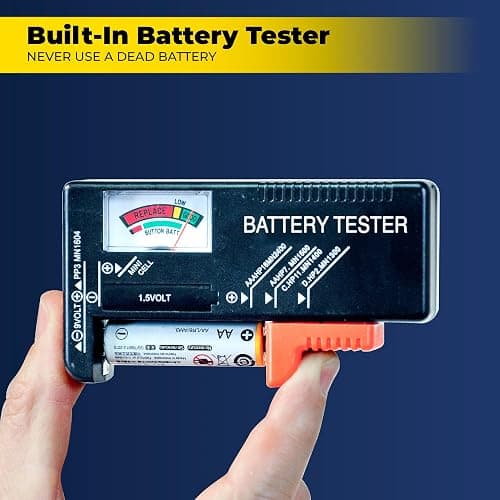 Battery Daddy Storage & Organizer Case w/Tester, Stores & Protects Up to 180 Batteries, Double-Sided, Clear Locking Lid, Secure Latches & Portable Carrying Handle - Charcoal (Batteries Not Included) thumbnail 6
