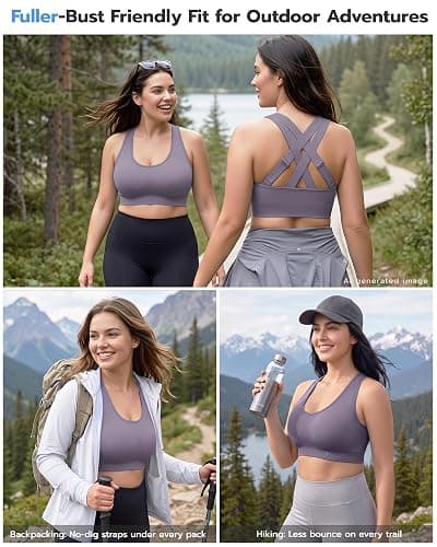 FITTIN Adjustable Sports Bra for Women: Comfort Fit and Support for All Day | Adjustable Crisscross Wide Straps Help You Dial In Your Fit & Support for Yoga Low to Medium Workout for Large Bust Plus Size thumbnail 3