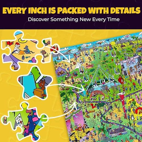 QUOKKA 1000 Piece Puzzle for Adults and Teens – Animal Bash Adult Jigsaw Puzzles with Hidden Secrets & Audio Story – Detailed Visual Puzzle Game for Focus & Relaxation with Twist – FSC Certified Gift thumbnail 4