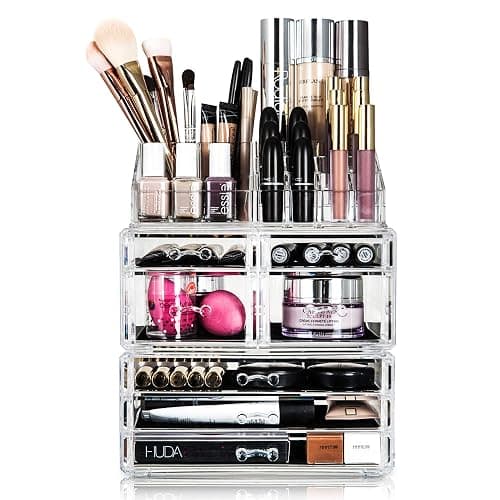Glamsmacked Professional Clear Acrylic Cosmetic Organiser with Sliding Drawers and Top Storage Tray – Make-Up Organisation - Ideal Valentines Gift for Her (7 Drawer) thumbnail 8